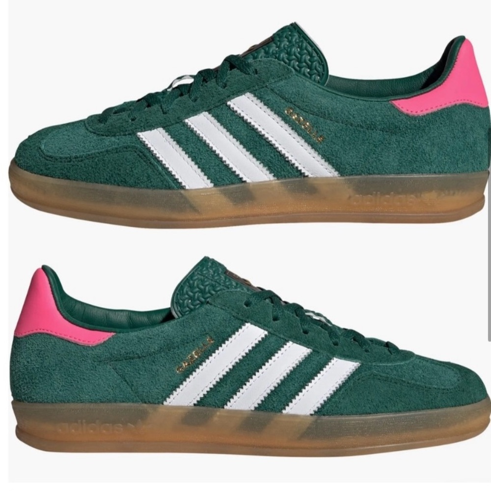 NWT Adidas Gazelle Indoor Sneakers Green Lucid Pink Sz Women’s 8